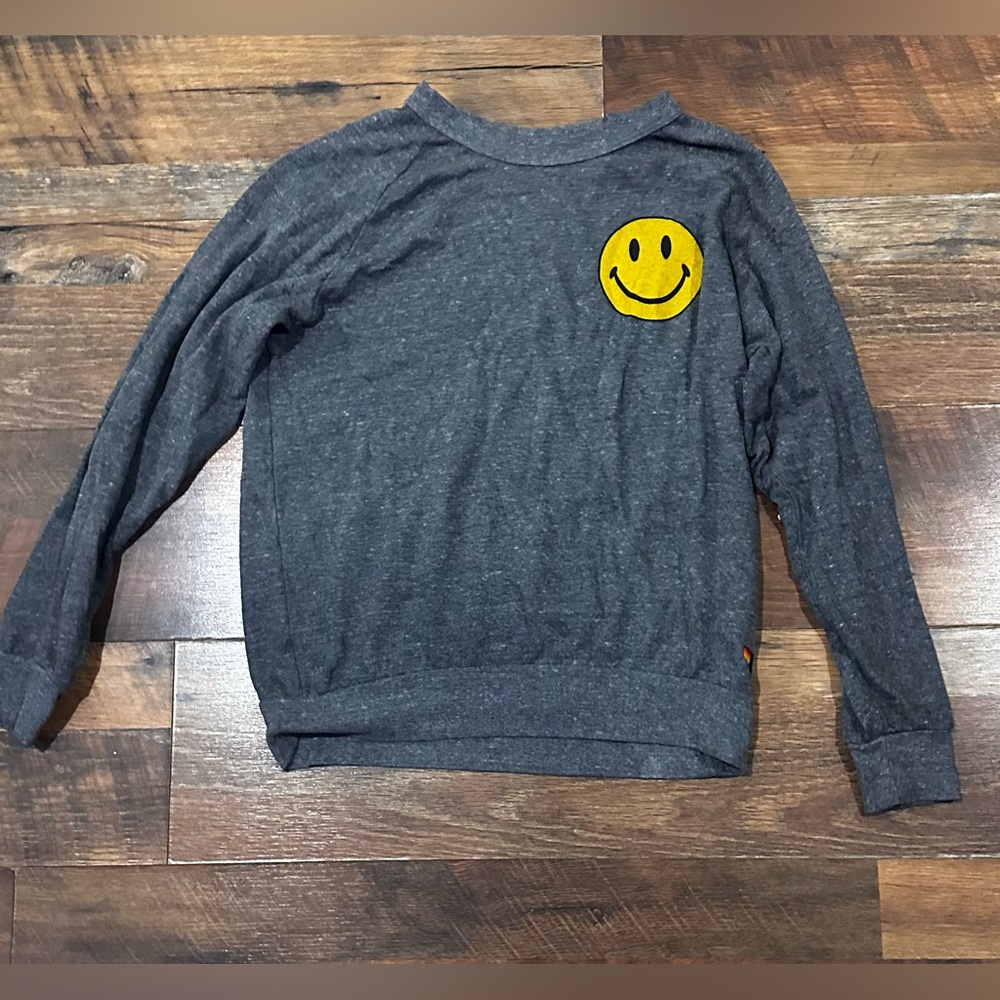 Aviator nation smiley face crew neck